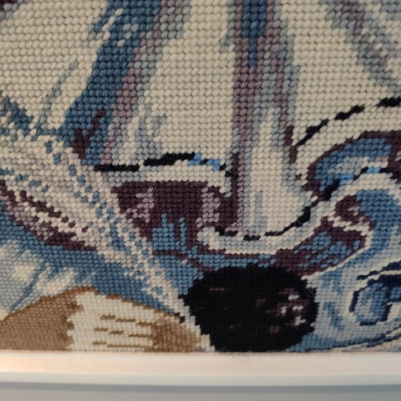 Vintage Large Crewel Needlepoint Pierrot 23"x27" - Picture 4 of 15